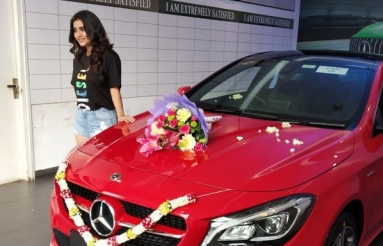 Nabha-Natesh-Stills-With-Her-New-Mercedes-Benz-Car-03