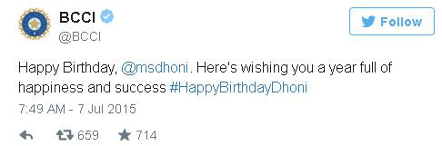 Dhoni Birthday Tweets