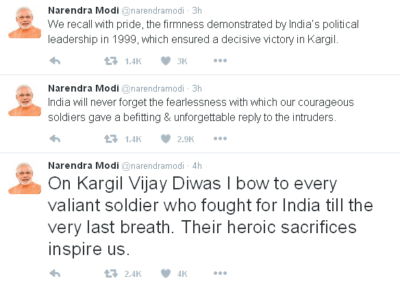 Narendra Modi Tweets on Kargil Vijay Divas