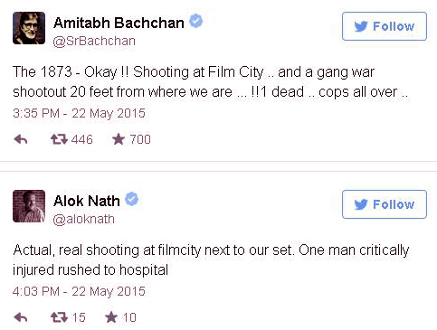 Amitabh Bachchan Tweets on Filmcity Shootout