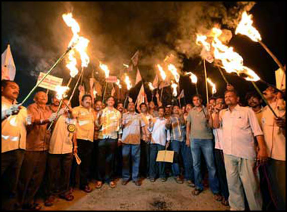 Torch light procession at Maddilapalem