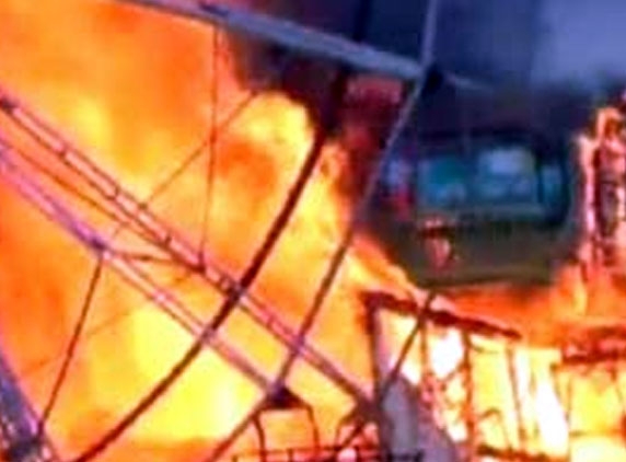 Major fire accident destroyed 10 shops...