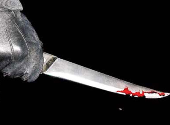Husband attacks wife with knife!