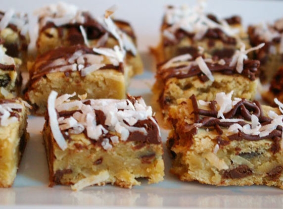 Chewy Coconut Chocolate Chunk Blondies