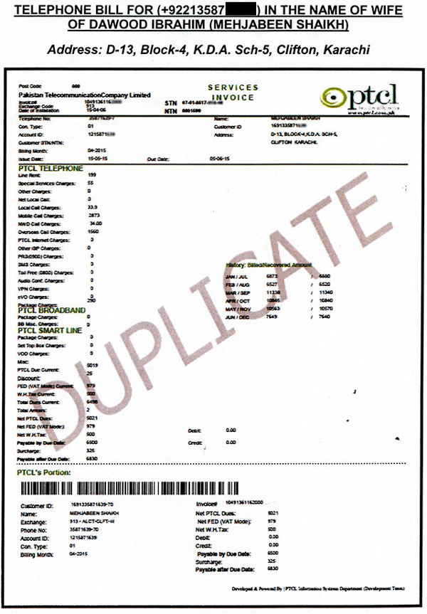 Dawood telephone bill