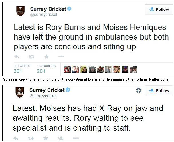 Moises Henriques collision tweets