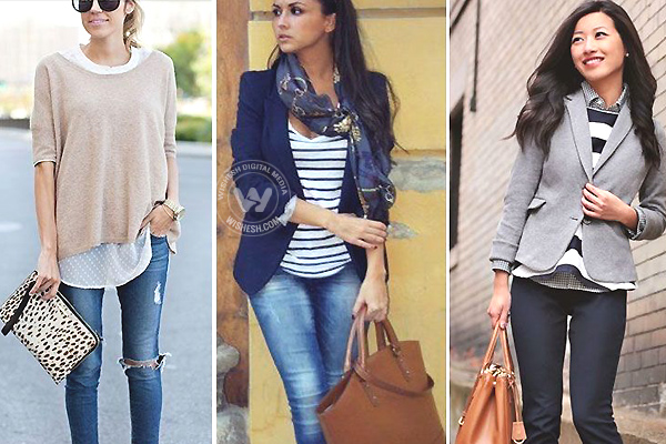 Several thin layer clothes women