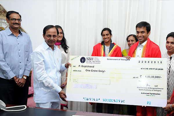 KCR Felicitates PV Sindhu Photos