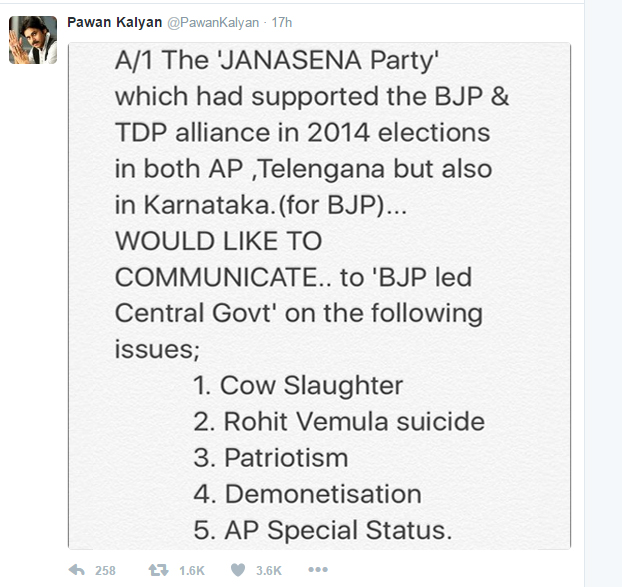 Pawan Kalyan Tweets On BJP