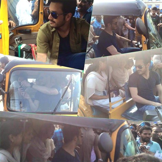 Akhil drives auto in Khammam