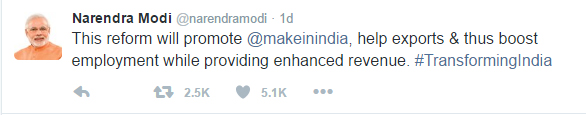 Narendra Modi GST Bill tweets