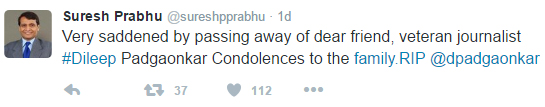 Suresh Prabhu Tweets