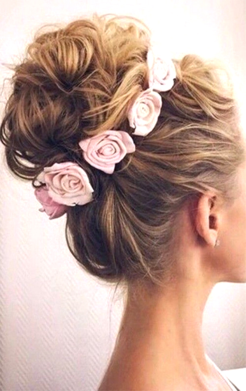 Twisted High Bun With Flowers