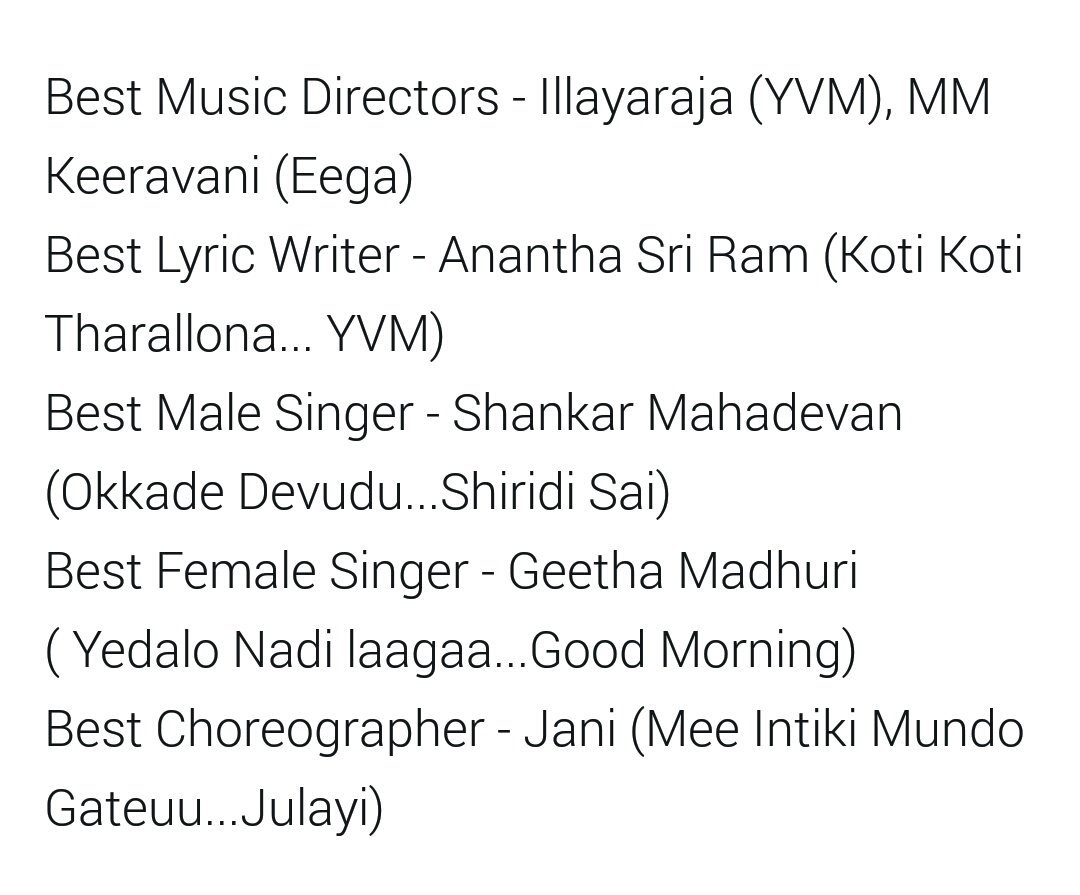 Nandi Awards 2012 2013 List