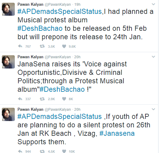 Pawan Kalyan AP Special Status Tweets