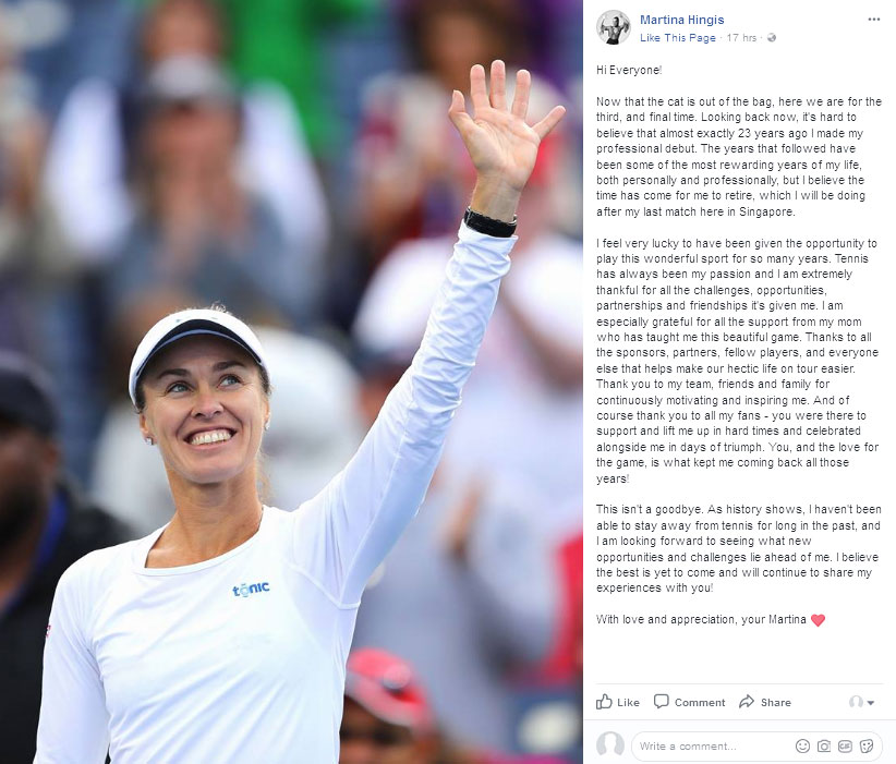 Martina Hingis Retire