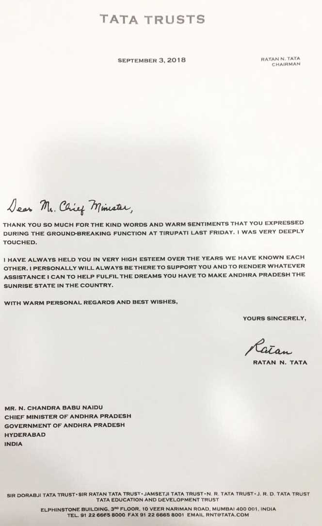 Ratan Tata Letter To Chandra Babu
