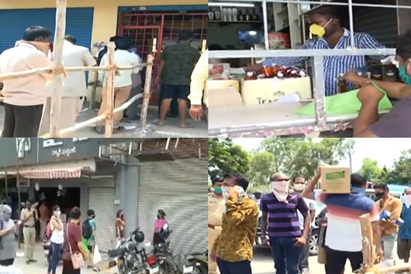 Telangana wine shops Long queues