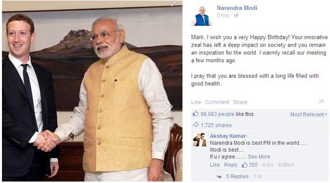 Modi meeting with Mark Zuckerberg