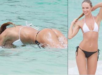 Victoria secret beauty Candice Swanepoel cools off in sunny St Barts