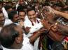 Raja, Tihar jail, raja receives grand welcome, Chennai airport