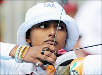 Deepika Kumari in women&#039;s individual archery final of World Cup