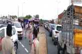 AP and Telangana border vehicles, AP and Telangana border news, huge ruckus at ap and telangana border, Vehicle