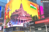 Ayodhya Temple Model, Ayodhya Temple Model display, new york s times square beamed up with ayodhya temple model, Times