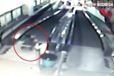 Kacheguda, 3 Years Boy Slips From Escalator In Hyd Mall, 3 years boy slips from escalator in hyd mall injured, Kacheguda
