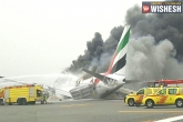 video, fire, flash news emirates airlines crash lands in dubai, Emirates flight