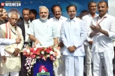 hindi speech, hindi speech, pm modi launches mission bhagiratha kcr gives speech in hindi, Medak