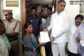 CMRF Cheques, Siddipet Beneficiaries, minister harish rao gives cmrf cheques to siddipet beneficiaries, Siddipet