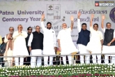 Patna Univ Centenary Celebrations, Patna Univ Centenary Celebrations, modi shares the stage with bihar cm nitish kumar at patna univ, Nitish kumar