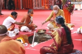 Ayodhya Ram Mandir groundbreaking, Ayodhya Ram Mandir first brick, narendra modi conducts bhumi puja for ram mandir, Ayodhya