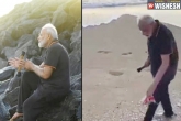 Narendra Modi twitter, Narendra Modi picking trash, viral now narendra modi plogging at mamallapuram beach, Beach