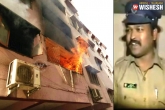Police constable, building fire, hyderabad police constable saves 20 people from a building which caught fire, Save life