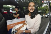 PV Sindhu updates, PV Sindhu home, world champion pv sindhu returns home, Sindhu