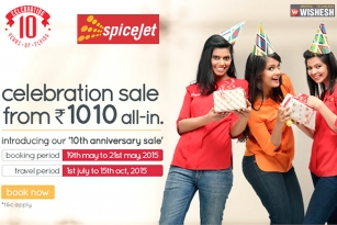 SpiceJet&#039;s Tenth Anniversary celebrations:  Tickets at Rs 1,010 on a three day sale