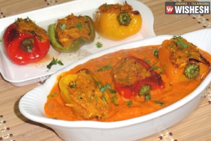 Stuffed Capsicum in Tomato Gravy Recipe