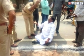 Krishna river bund, Dharna, tdp mla gowthu syamsundar sivaji sits on dharna, Tdp mla s