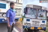 Thief stole TSRTC bus, Siddipeta bus stand, viral video thief steals tsrtc bus along with passengers, Video