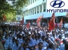 Fast & work at Hyundai, Even as a sizeable number of workers of the Hyundai Motor India Ltd (HMIL) roll out cars on an empty stomach pressing various demands, distress plea by hyundai chennai staff protestors detained, Distress