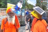 Old man with a portable fan, Old man with a portable fan video, viral video old man with a portable fan on his head, Ram