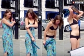 girl strips on road, girl strips on road, viral girl strips off clothes on road, Strip