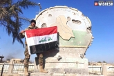 Iraq flag on Ramadi, Ramadi, iraqi military flies national flag above ramadi, National flag