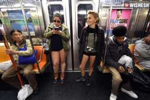 Pantless subway riders spotted in New York City