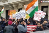 Pulwama attack news, Jaish-e-Mohammed, hundreds of angry indians protest in new york against pulwama attack, Pulwama attack