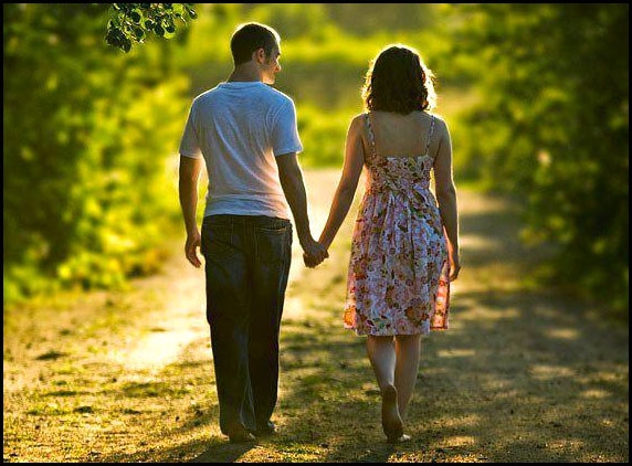 Man slows and stoops walking with beloved