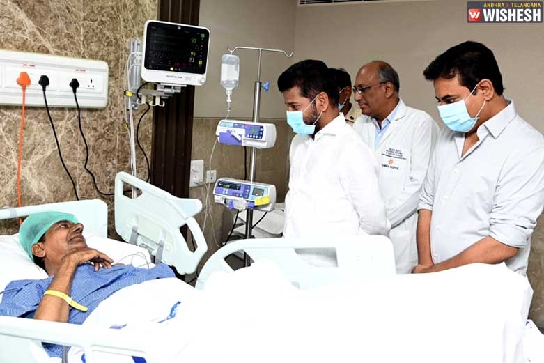 Revanth Reddy visits KCR in Hospital