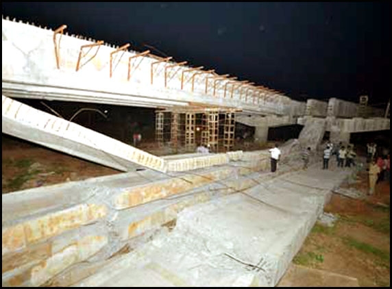 Unfinished Flyover Collapsed at Vijayawada